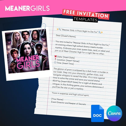 Meaner Girls - A Mean Girls, MURDER MYSTERY PARTY KIT